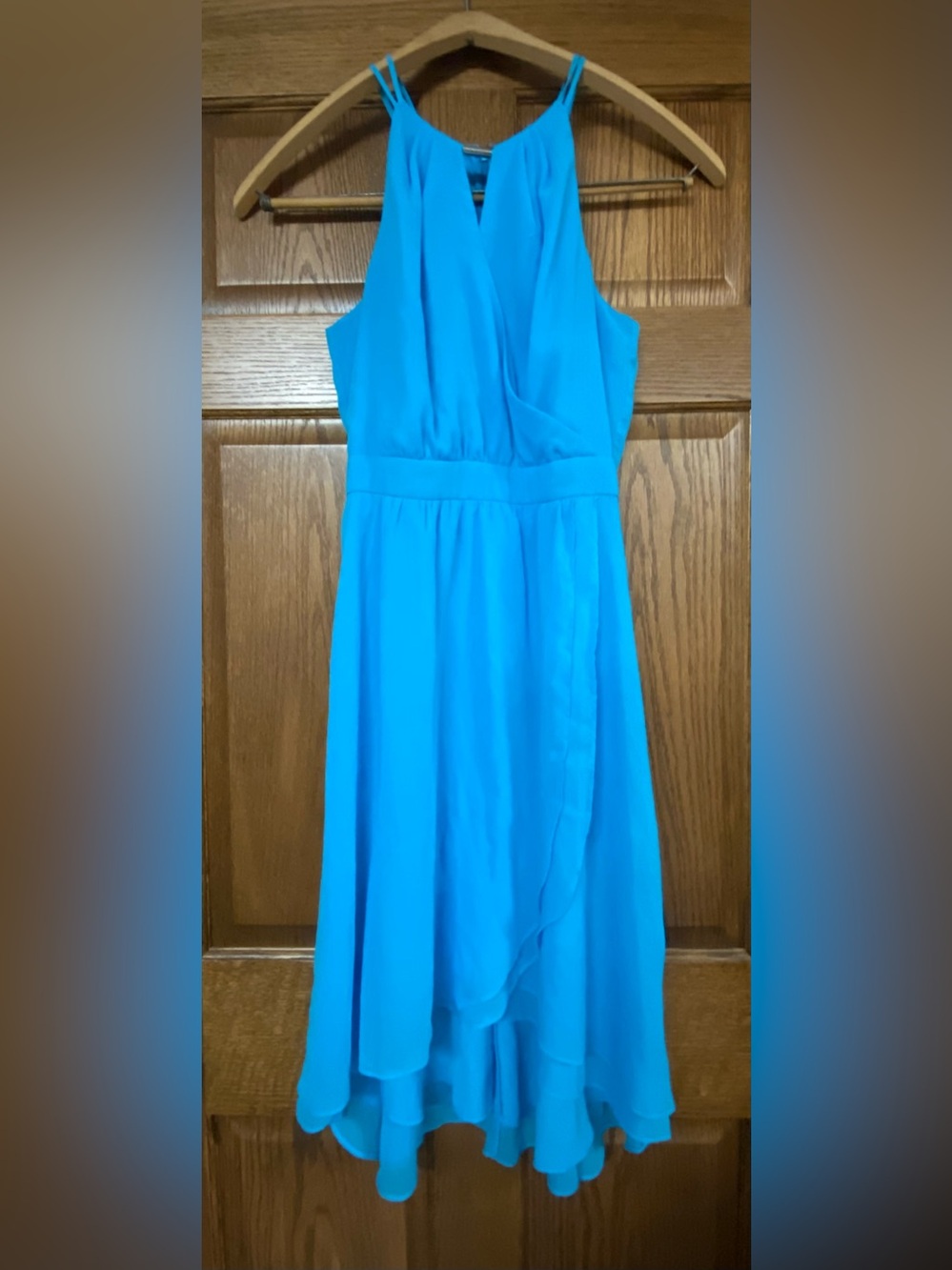 White House Black Market Bright Blue Sleeveless V-Neck Midi Dress